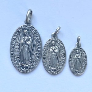 Lady of Guadalupe Pendant, 925 Sterling Silver Italian Made, Religious Necklace, Birthday Gift For Mom,