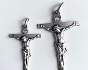 Cross Pendant Silver, 925 Sterling Silver Jesus Christ Pendant, Cross Jewelry, Baptism Baby Gift, Communion Cross, Catholic Gifts