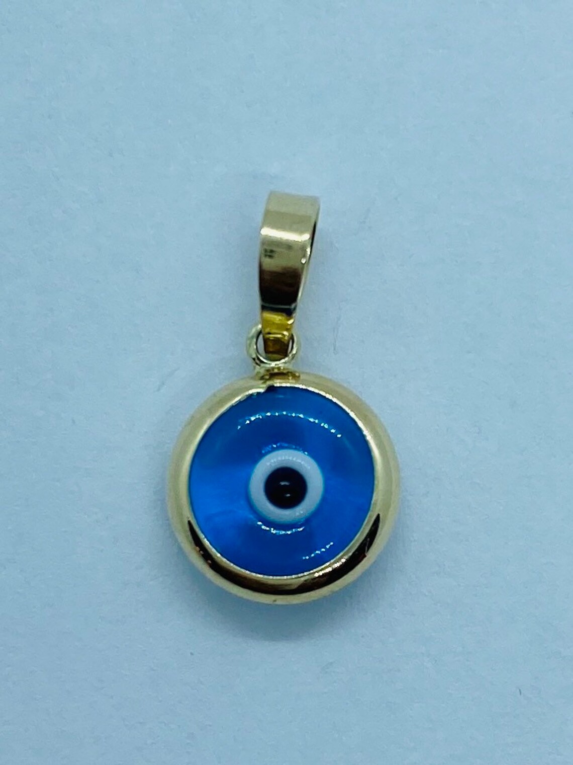 14K Evil Eye Pendant/ Necklace Solid Gold Necklace Amulet Etsy