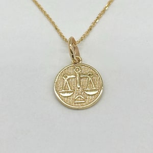 Wisiorek ze znakiem zodiaku Waga, 10-karatowy złoty naszyjnik ze znakiem zodiaku Waga, prezent urodzinowy na okres od 23 września do 22 października, prezent na Dzień Matki