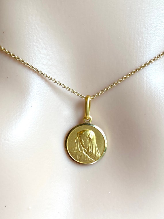 18K Gold Virgin Mary Pendant 12mm Gold Madonna Necklace Gold Religious Jewelry Birthday Gift for Women For Wife Etsy