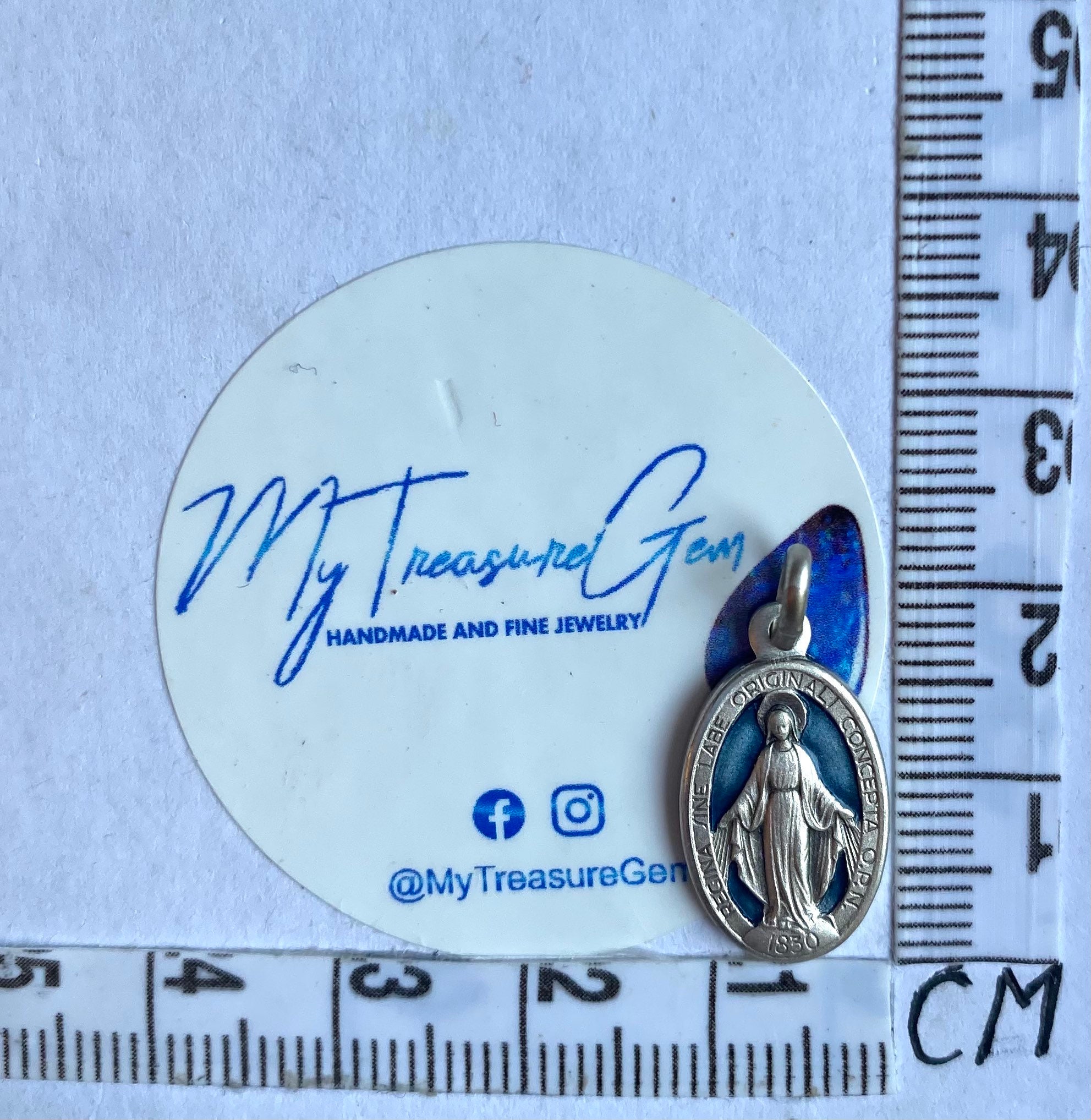 Our Lady of Miraculous, Sterling Silver Virgin Mary Medal, Enamel ...