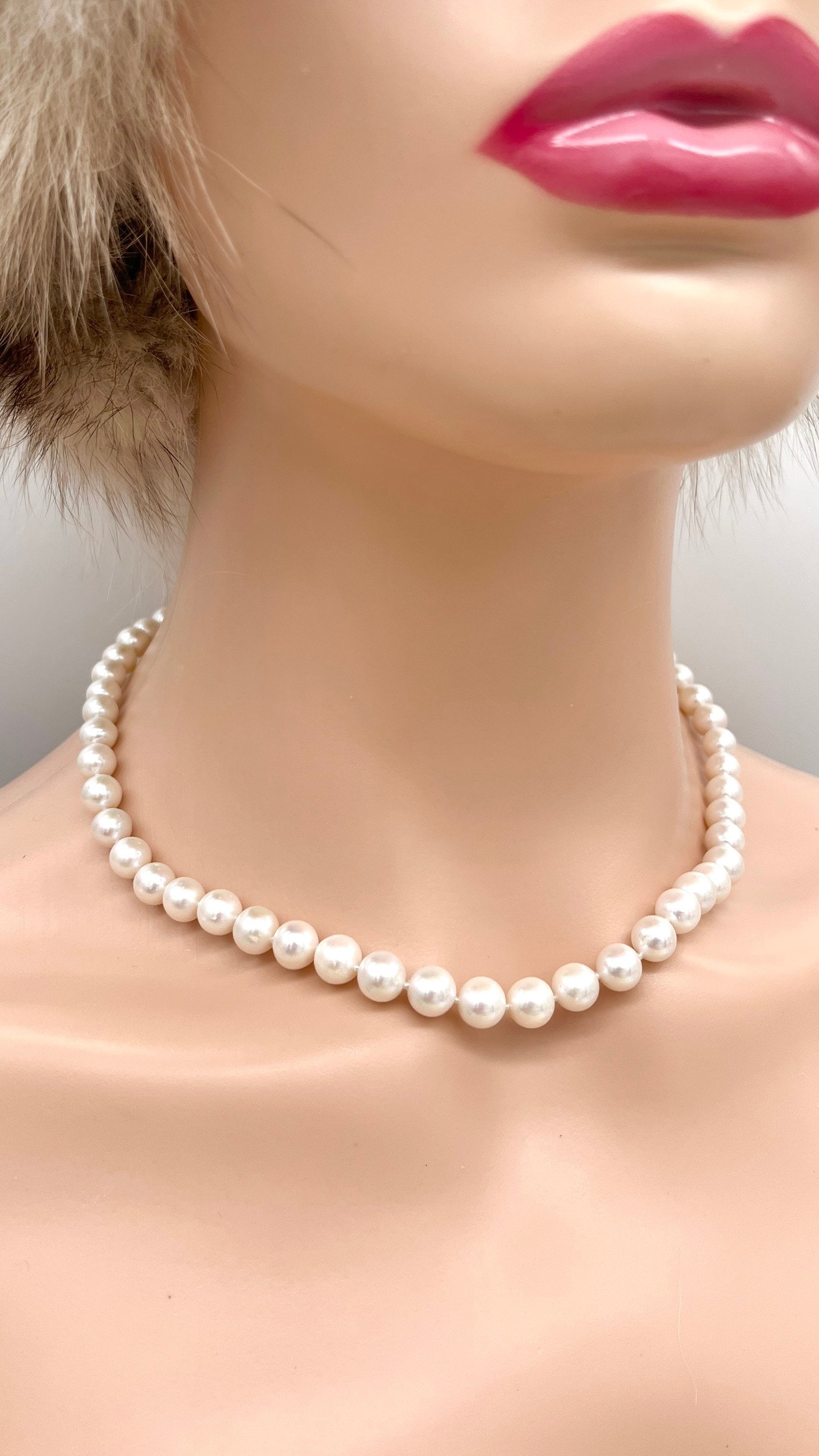 ネックレス・ペンダント AMBIENT 8mm PEARL NECKLACE White Pearl Necklace, 7-8mm Freshwater Pearl Necklace