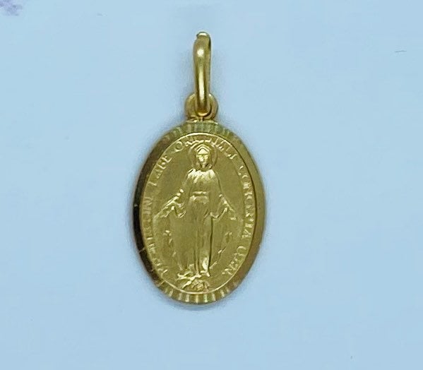 Our Lady of Miraculous 18K Solid Gold Pendant Virgin Mary | Etsy