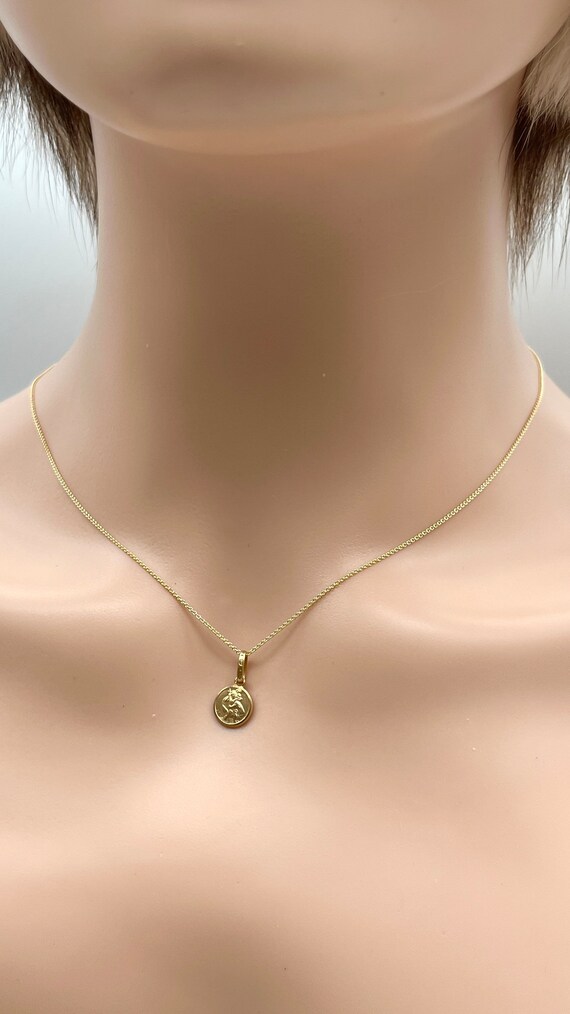 10K Saint Christopher, 8mm Small Pendant, Solid Italian Gold