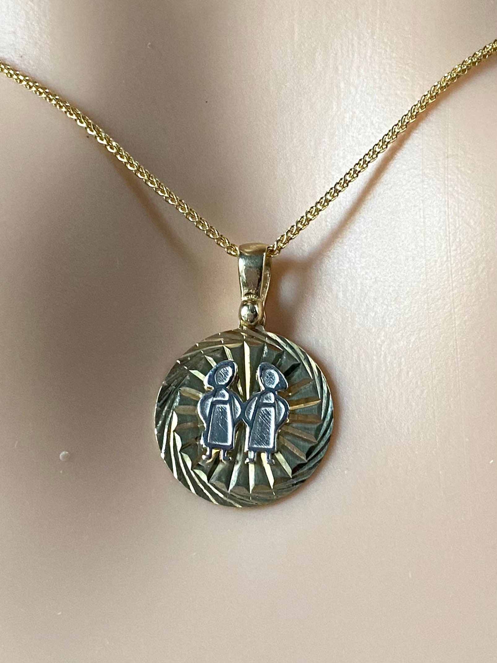 10K Gemini Zodiac Sign Pendant, Gemini Necklace, Gift for May 21- June 20 Birthday’s, Every Day Jewelry, Christmas Presents for Women