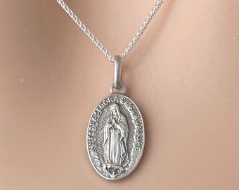 Lady of Guadalupe Pendant, 16mm, 925 Sterling Silver Italian Made, Religious Necklace, Birthday Gift for Women, Mother’s Day Gift