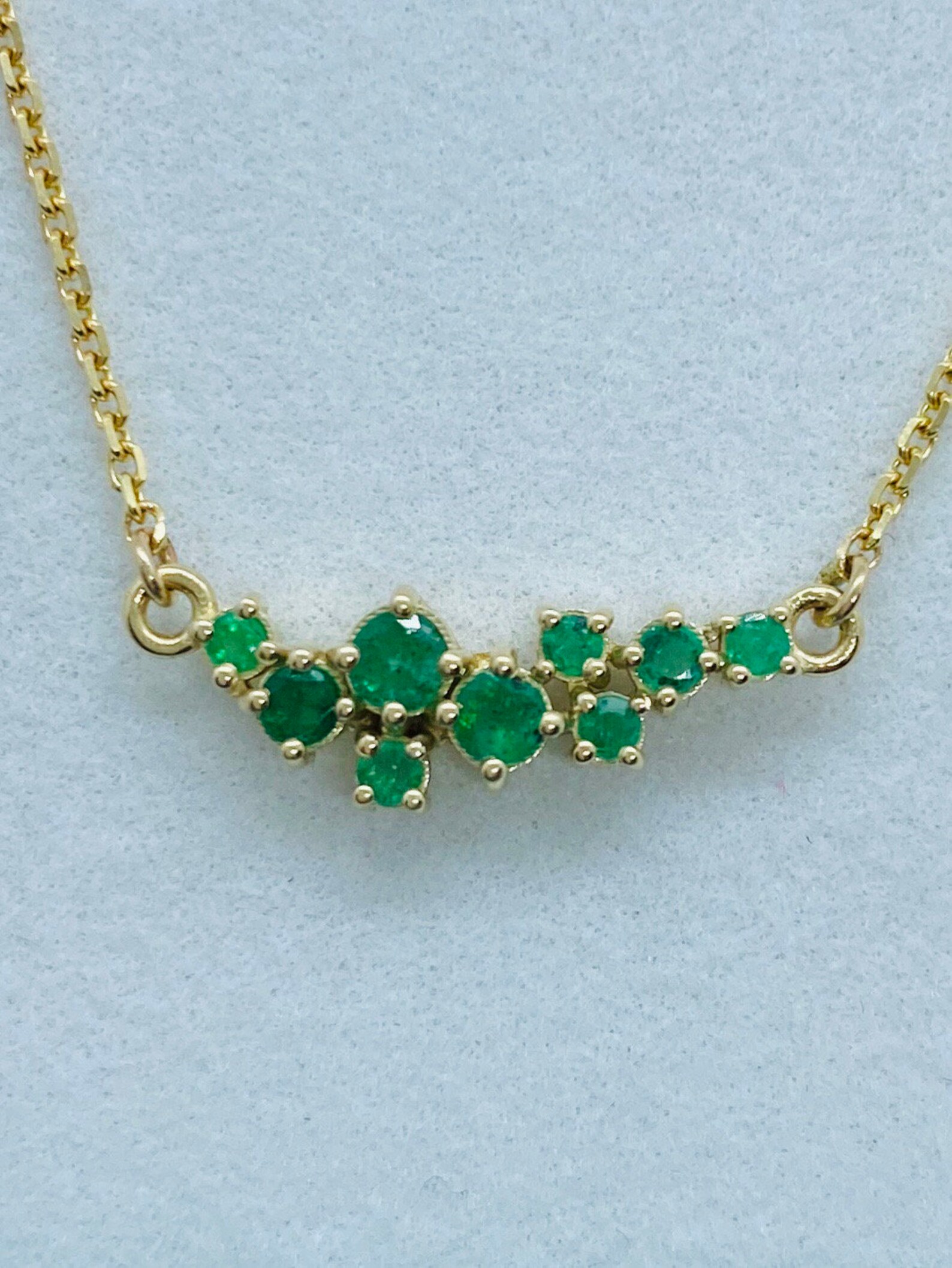 Emerald 14K Gold Necklace Real Emerald Necklace May Etsy