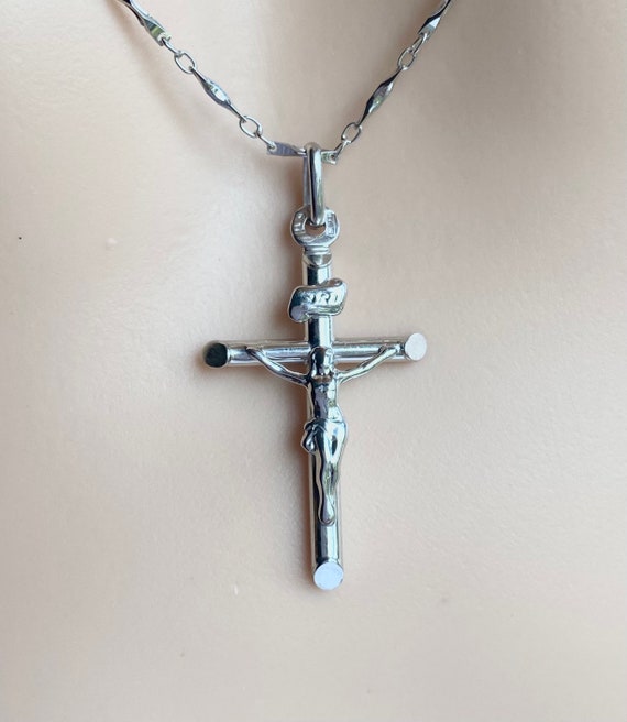 Collana Cattolica Con Croce E Perline Per Donna - Ciondolo Gesù, Regalo Per Pasqua E Natale, Viola