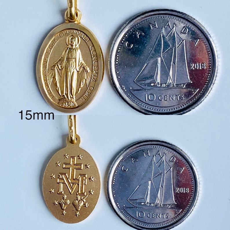 Our Lady Of The Miraculous, 8mm-21mm, 10K 14K 18K, Virgin Mary Pendant, Mama Mary Medal, Birthday Gift for Women, Mothers Day Gift image 5