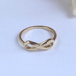 10K Gold Infinity Ring, Yellow Gold Infinity Ring, Love Promise Ring, Engagement Ring, Friendship Ring, Birthday Gift Women,