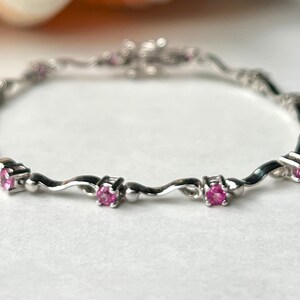 18K Solid Gold Ruby Bracelet, Burmese Ruby, Ruby Stacking Bracelet, July Birthstone, Anniversary Gift, Christmas Gift for Wife
