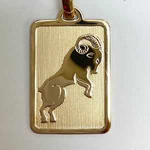 Aries Zodiac Gold Pendant, 18K Solid Yellow Gold Aries Zodiac Sign, Fancy Capricorn 3D Design, Father’s Day Gift