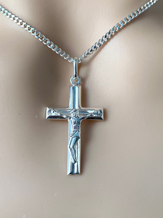 Silver Cross Pendant Solid 925 Sterling Silver Jesus Christ Necklace Birthday Gift For Men Valentines Gifts for Husband Etsy