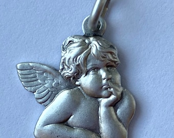 Guardian Angel Pendant, 925 Sterling Silver Cherub Necklace, Gift for Newborn Baby, Baptism Gift Baby, Birthday Gift for Women