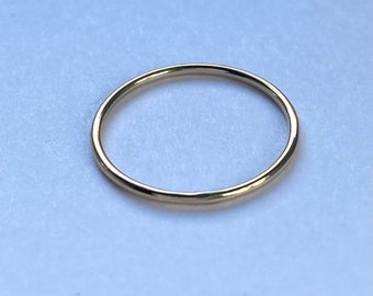 10K 14K Solid Gold Wedding Band, 1mm Yellow Gold Ring, Dainty Stacking Ring, Birthday Gift for Women, Thumb Ring, Christmas Gift
