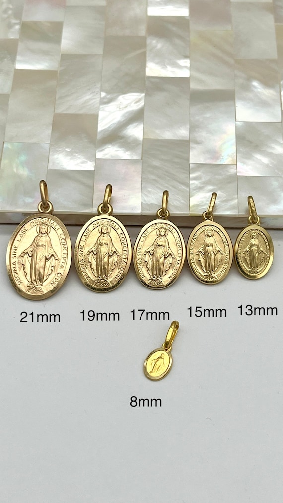 Extra Large Miraculous Medal - 14kt Gold 1 3/8 x 1 1/4 Round