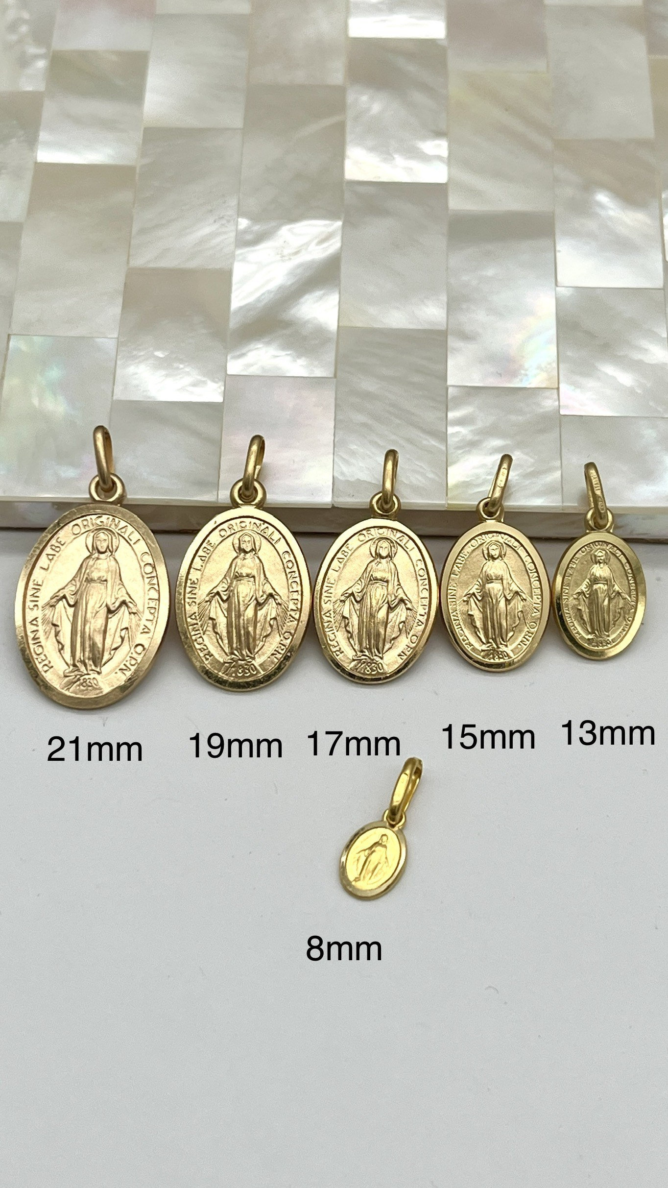 Our Lady Of The Miraculous, 8mm-21mm, 10K 14K 18K, Virgin Mary Pendant,  Mama Mary Medal, Birthday Gift for Women, Valentines Gift