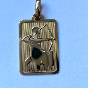 Sagittarius Zodiac Pendant, 18K Solid Yellow Gold Sagittarius Zodiac Sign, Fancy Horoscope 3D Design, Mothers Day Giftfor Husband