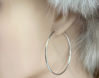 Silver Hoop Earrings, Sterling Silver Endless Hoop Earrings, Minimalist, Elegant & Simple, Birthday Gift Women,