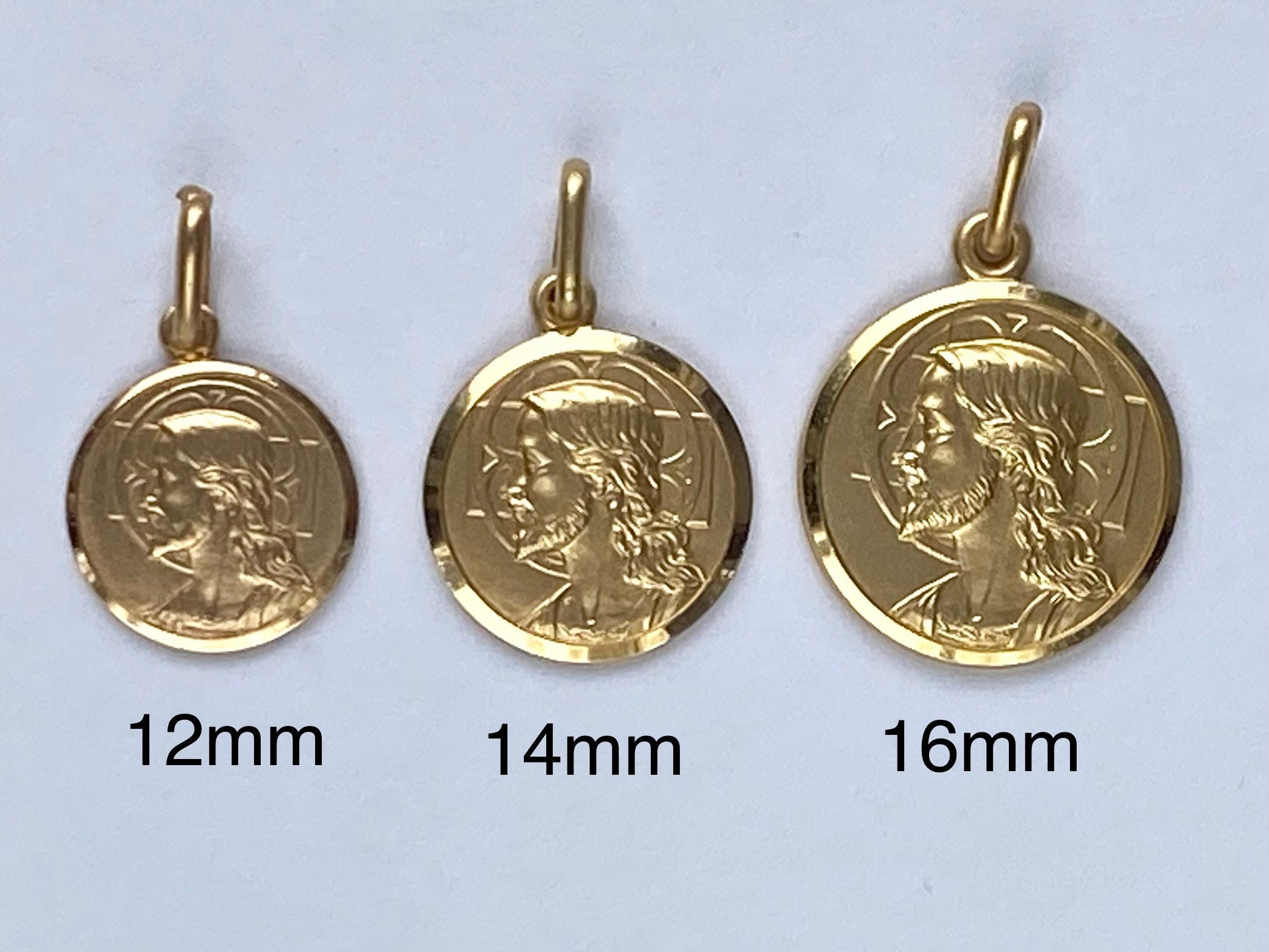 Jesus Christ Redentore Pendant, 14mm, 10K 18K, Solid Gold