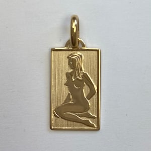 18K Gold Virgo Pendant, Zodiac Sign Virgo Necklace, Fancy Design Virgo Pendant, Horoscope Jewelry, Perfect Gift for Aug 23- Sept 22 Birthday