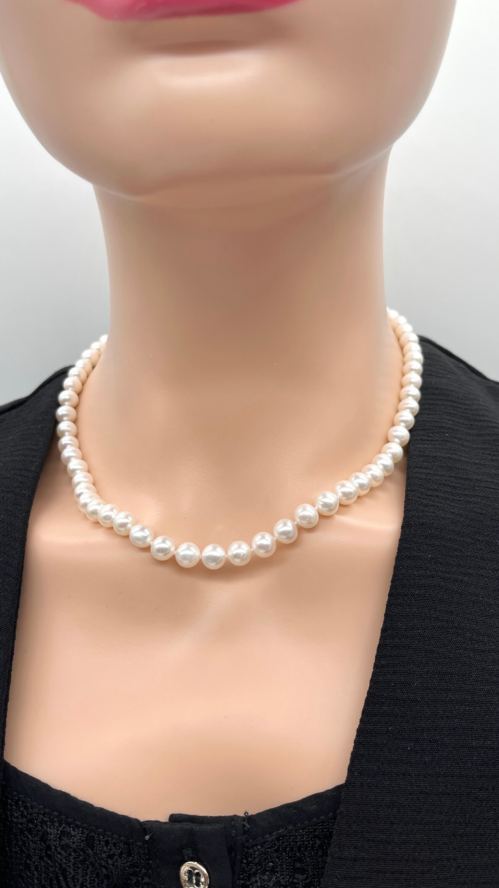 ネックレス・ペンダント Classic Pearl Necklace(4mm/6mm) #9744 Classic Pearl Necklace, 6-7mm, Unisex White Pearl Necklace