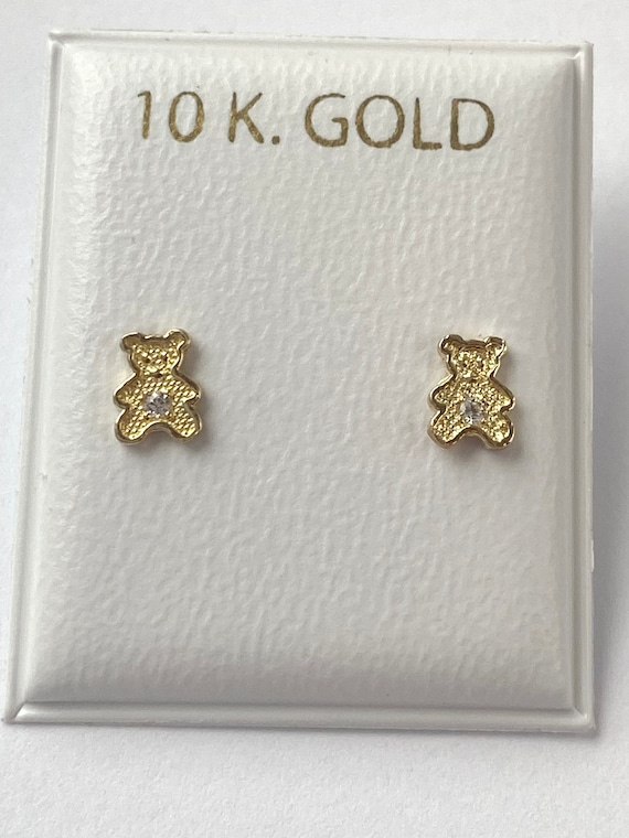 Buy Bear Earrings for Baby, 10K Solid Gold, Newborn Baby Earrings, for Baby  Girl, Birthday Gift for Toddler, Presents Online in India - Etsy