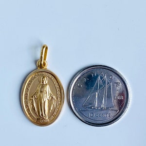 Our Lady Of The Miraculous, 17mm, Solid Gold Religious Medal, Virgin Mary Pendant, Mama Mary Necklace, Birthday Gift For Women