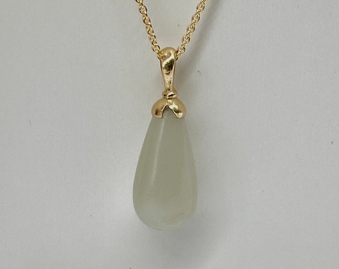 Moonstone Gold Pendant, 14K Solid Gold Moonstone Necklace, Teardrop Handmade Jewelry, Birthday Gift for Women, Mother’s Day Gift