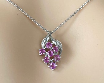 Ruby Cluster Necklace, 18K Solid Gold Ruby Pendant, Layering Necklace, Birthday Gift For Women, Valentine’s Giftfor Wife