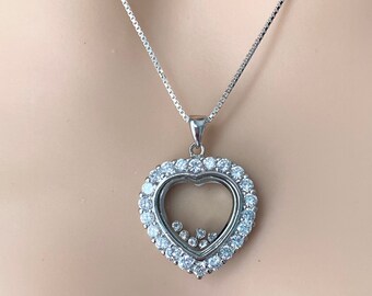 Heart Pendant Silver, 925 Sterling Silver Necklace, Cubic