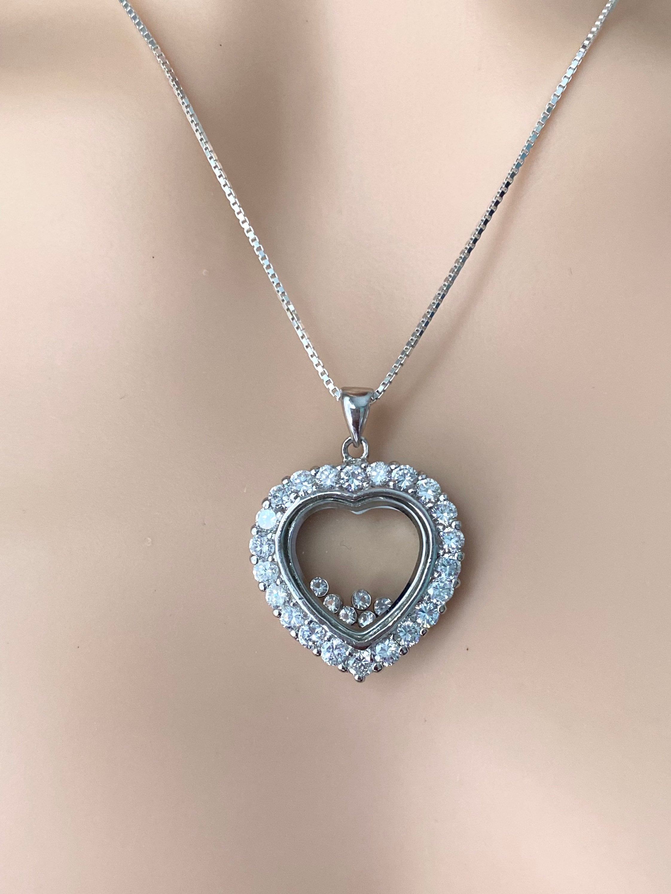 Heart Pendant Silver, 925 Sterling Silver Necklace, Cubic