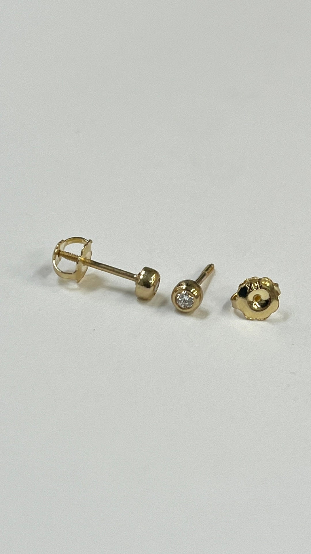 Diamond Earrings for Baby 10K Solid Gold Newborn Baby Etsy