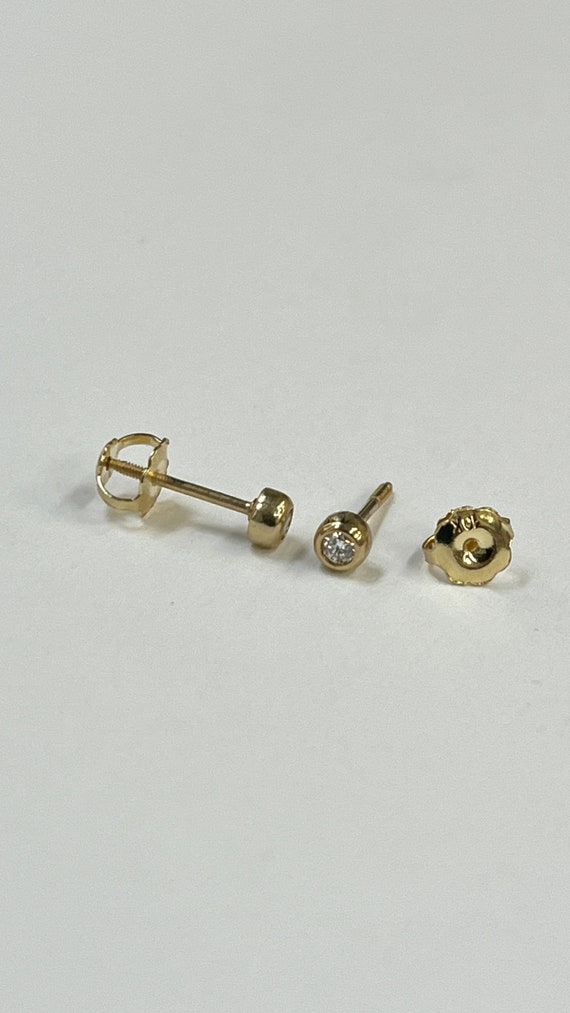 Gold Triple Stone Stud Earrings