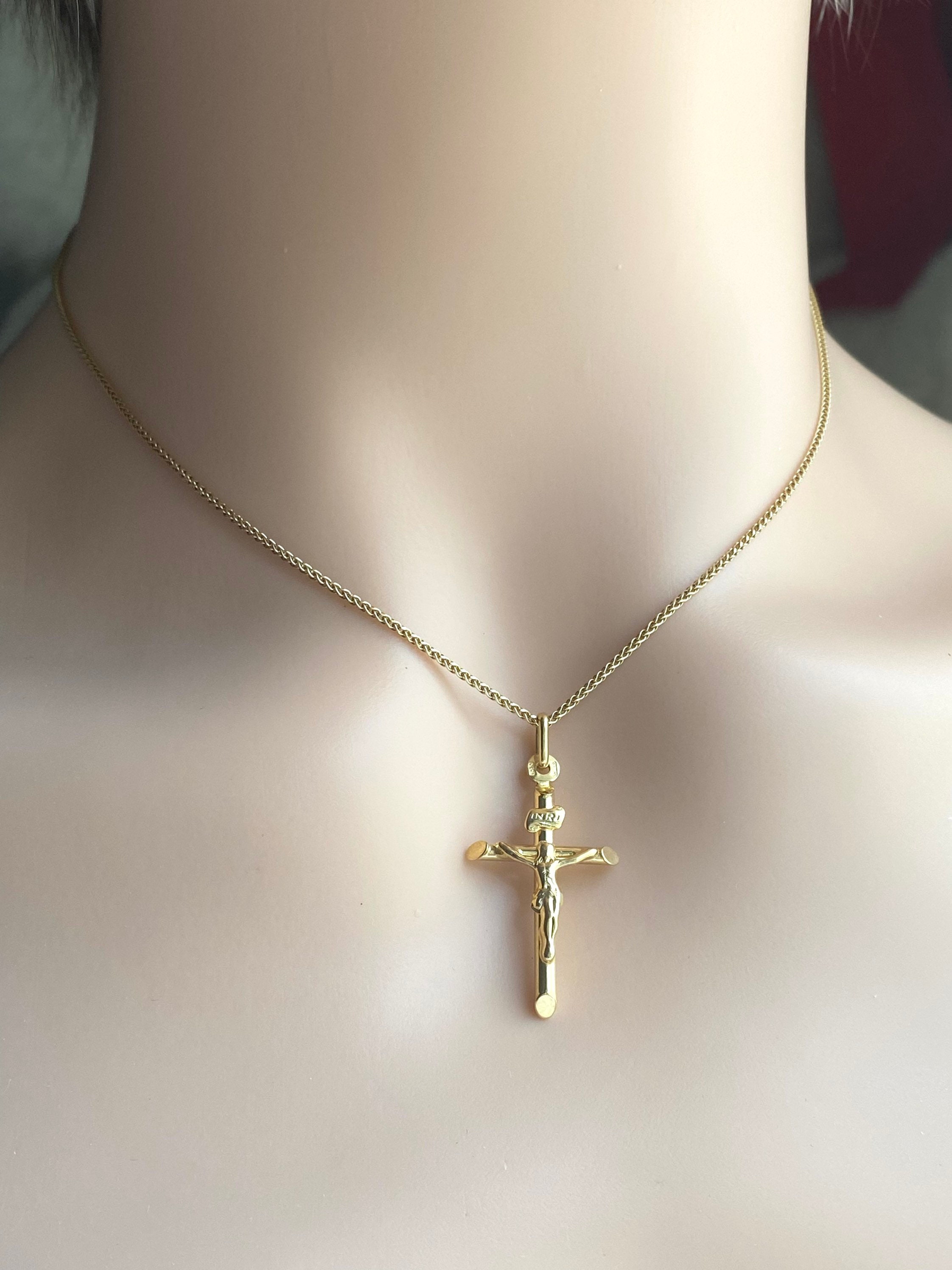 Italian Hollow 14k Yellow Gold Crucifix Cross Charm Pendant 1.7