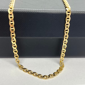 18K Gold Anchor Chain, 3MM, Solid Yellow Italian Gold , Strong and Heavy, Birthday Gift for Men,  Chain for Men, Presents
