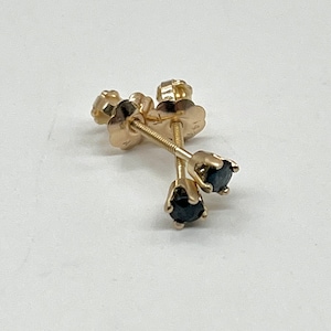 Sapphire Gold Earrings, 14K Solid Gold, Screw Back Small Earrings, Birthday Gift for Baby Girl, Gift For Toddler, Christmas Gift