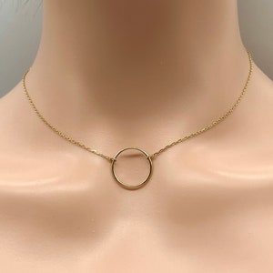 Gold Karma Necklace, 10K Solid Gold Circle Necklace, Eternity Necklace, Dainty Layering Necklace, Birthday Gift Women,