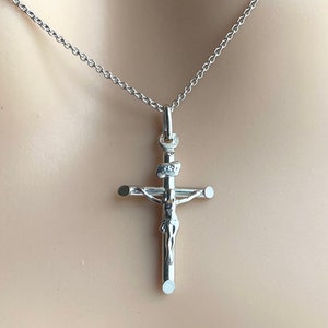 Cross White Gold Pendant, 14K Solid Gold Crucifix Necklace, Religious Jewelry, Birthday Gift for Women, Baby Baptism Gift, Christmas Gift