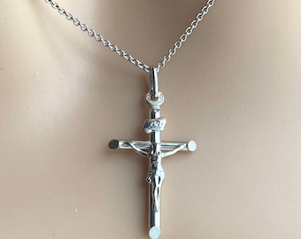 Cross White Gold Pendant, 14K Solid Gold Crucifix Necklace, Religious Jewelry, Birthday Gift for Women, Baby Baptism Gift, Mother’s Day Gift