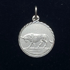Taurus  Zodiac Sign, 18mm, 925 Sterling Silver Round Necklace, Fancy Silver Pendant, Birthday Gift for Women, Christmas Gift
