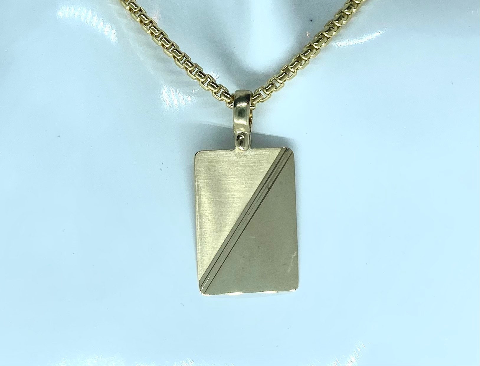 Gold Tag Pendant 10K Solid Gold Tag Necklace Engravable Etsy