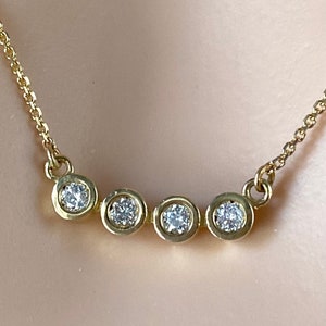 Diamond Gold Necklace, 14K Solid Gold Necklace for Women, Minimalist Necklace, Birthday Gift For Women, Christmas Gift