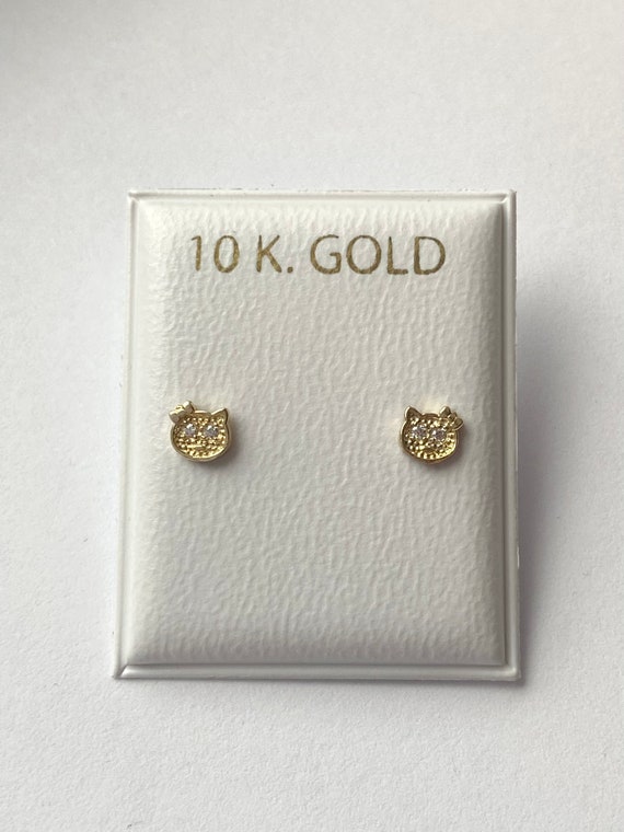 9ct Yellow Gold Star Zircon Children's Earrings