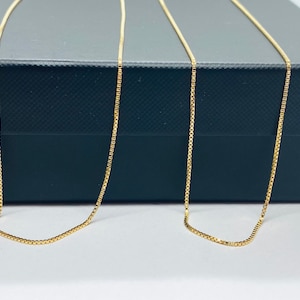 18K Gold Box Chain, 0.80mm, Solid Italian Gold, Sleek and Shiny Chain, Minimalist Fine Necklace, Birthday Gift for Women,