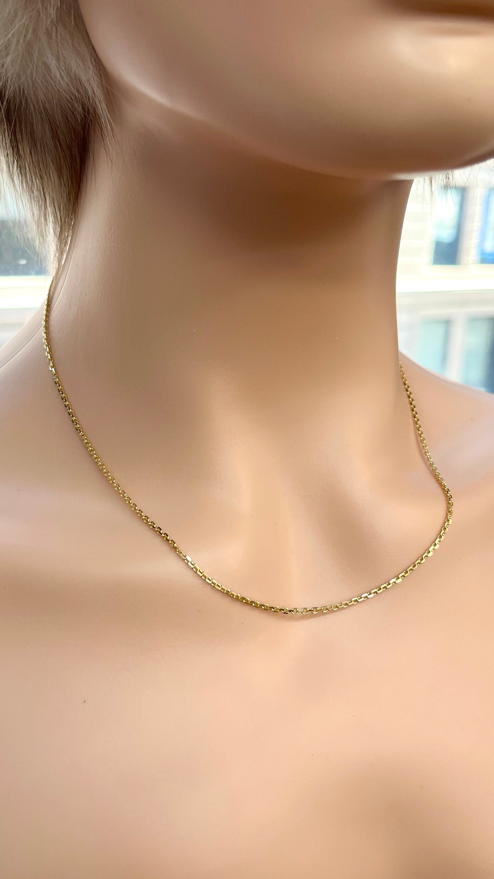 Cable Gold Chain, Diamond Cut Chain, 1.8mm, 14K 18K Solid Cable Gold Chain, Diamond Cut Chain, 1.8mm, 14K 18K Solid