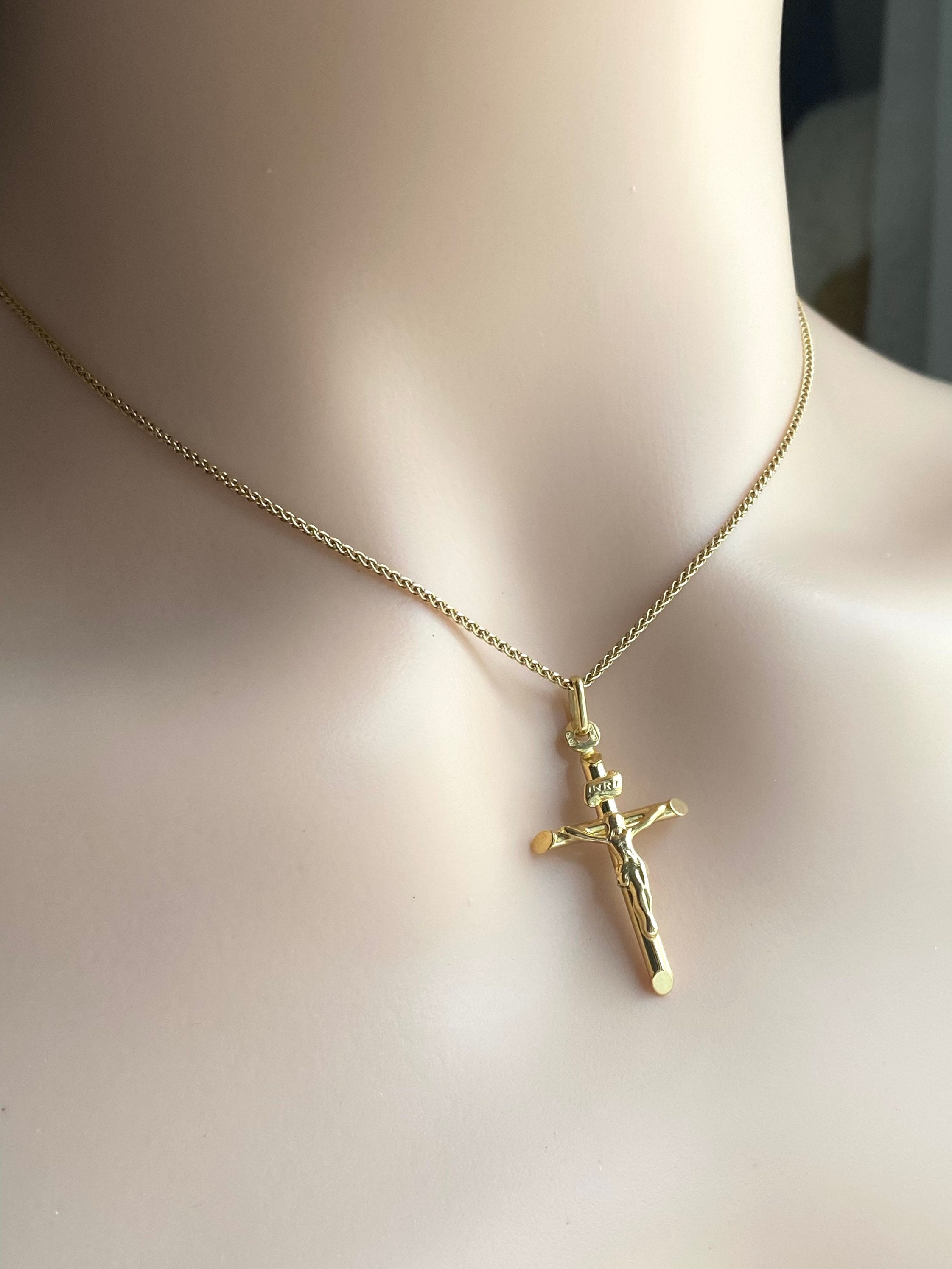 Personalized cross necklace, Initial Gold fill Necklace, Baptism necklace, Baby  Christening jewelery, First communion necklace
