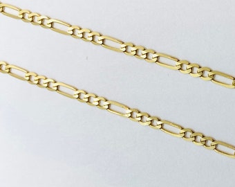 14K Solid Gold Figaro Bracelet, 3.1mm Solid Figaro Chain, Comfortable Bracelet for Everyday, Birthday Gift for Women,