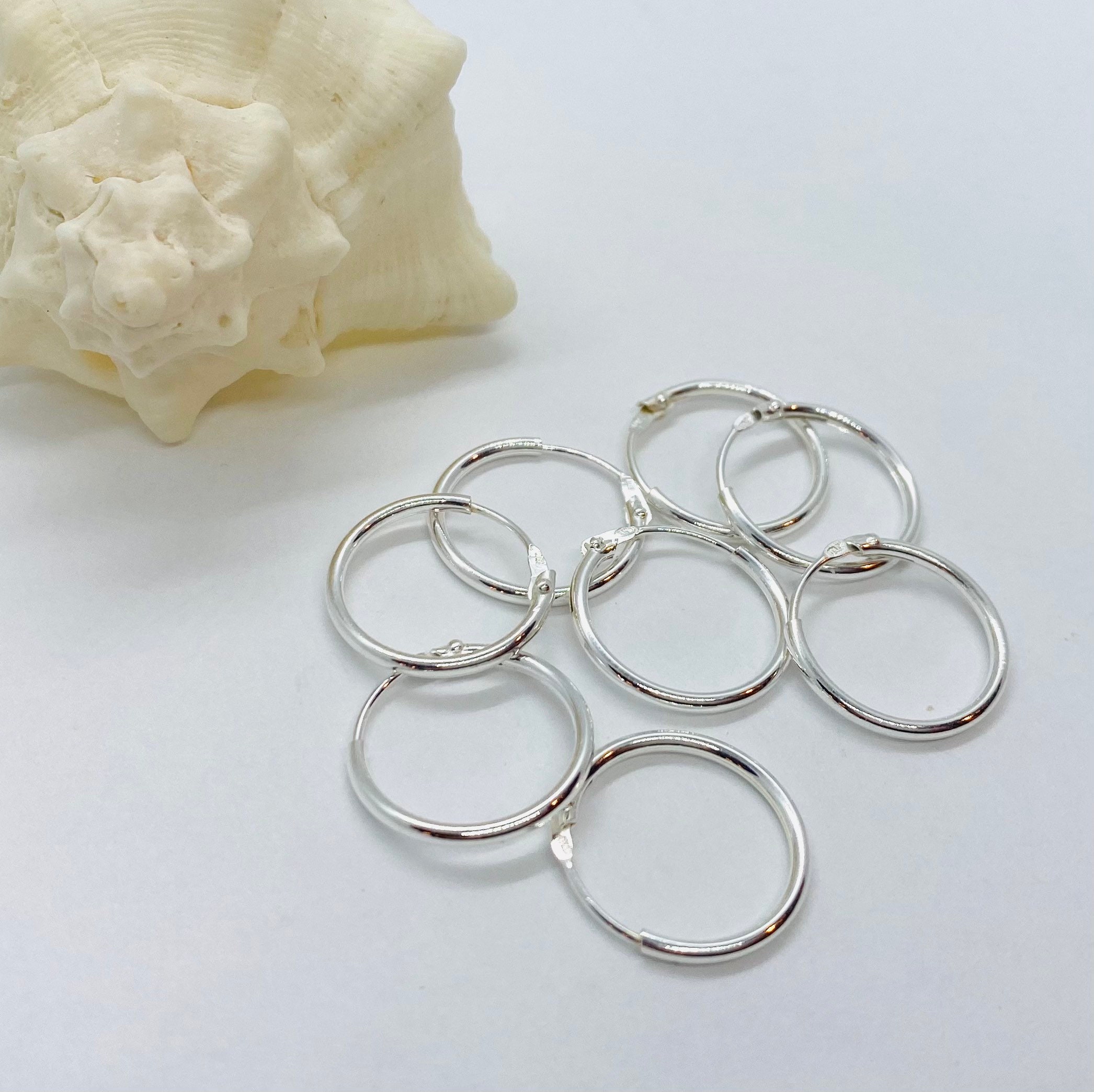 Orecchini A Cerchio In Argento Sterling 925 Con Zirconi Trasparenti - 14mm - Stile Vintage Quiges - Gioielli Da Donna